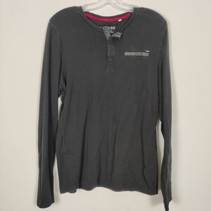 Guess Men's Long Sleeve Tee in Black Size Medium 100% Cotton Thermal